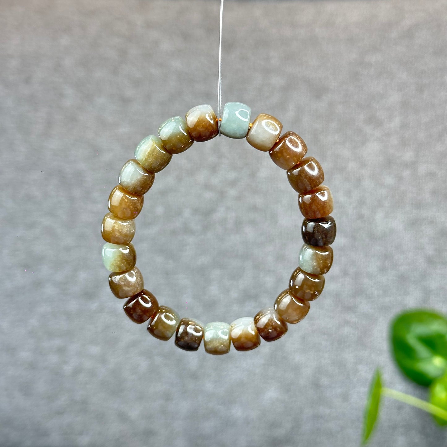 Natural Brown-Green Hetian Nephrite Jade Bracelet Size 10 mm