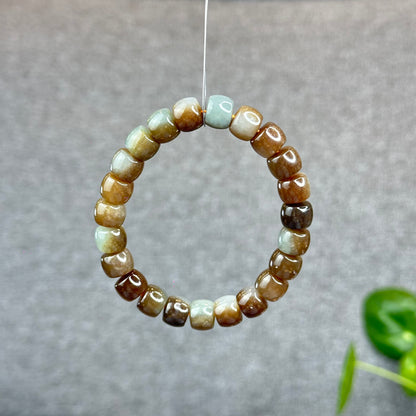 Natural Brown-Green Hetian Nephrite Jade Bracelet Size 10 mm