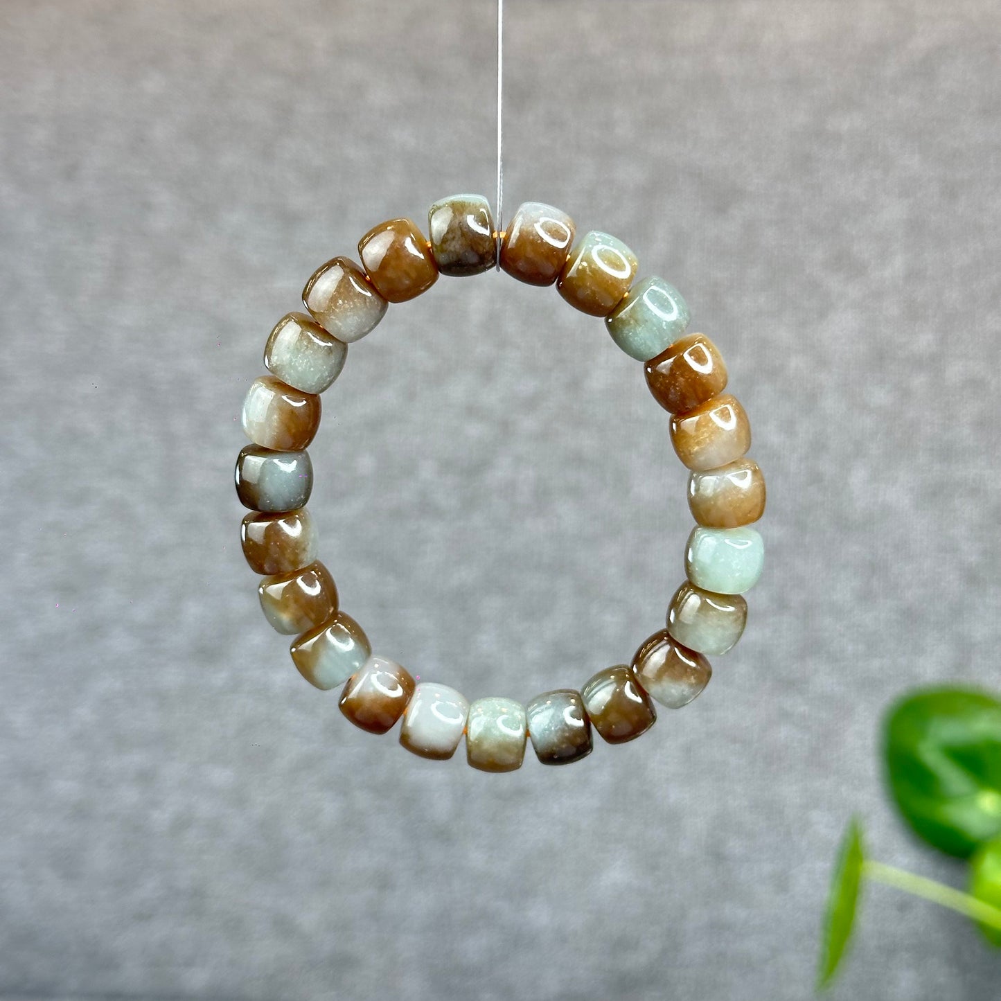 Natural Brown-Green Hetian Nephrite Jade Bracelet Size 10 mm