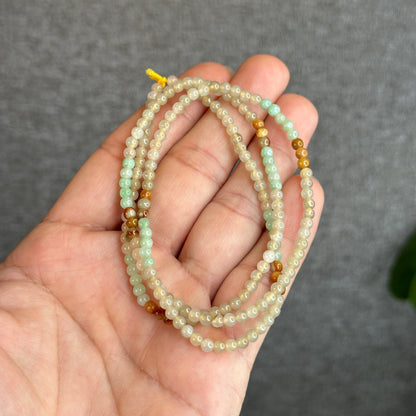 Orange Multi Colour Jadeite Jade Triple Wrap Bracelet Size 3.5-4 mm