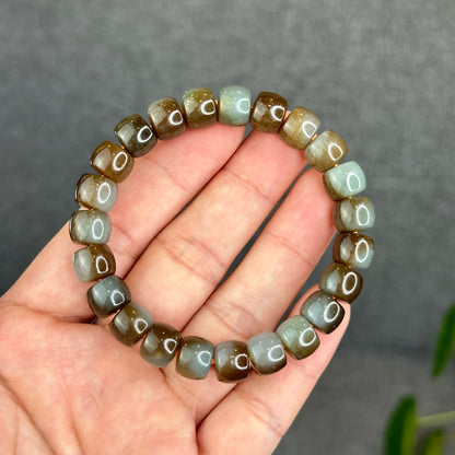 Natural Brown-Green Hetian Nephrite Jade Bracelet Size 10 mm