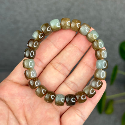 Natural Brown-Green Hetian Nephrite Jade Bracelet Size 10 mm