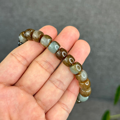 Natural Brown-Green Hetian Nephrite Jade Bracelet Size 10 mm