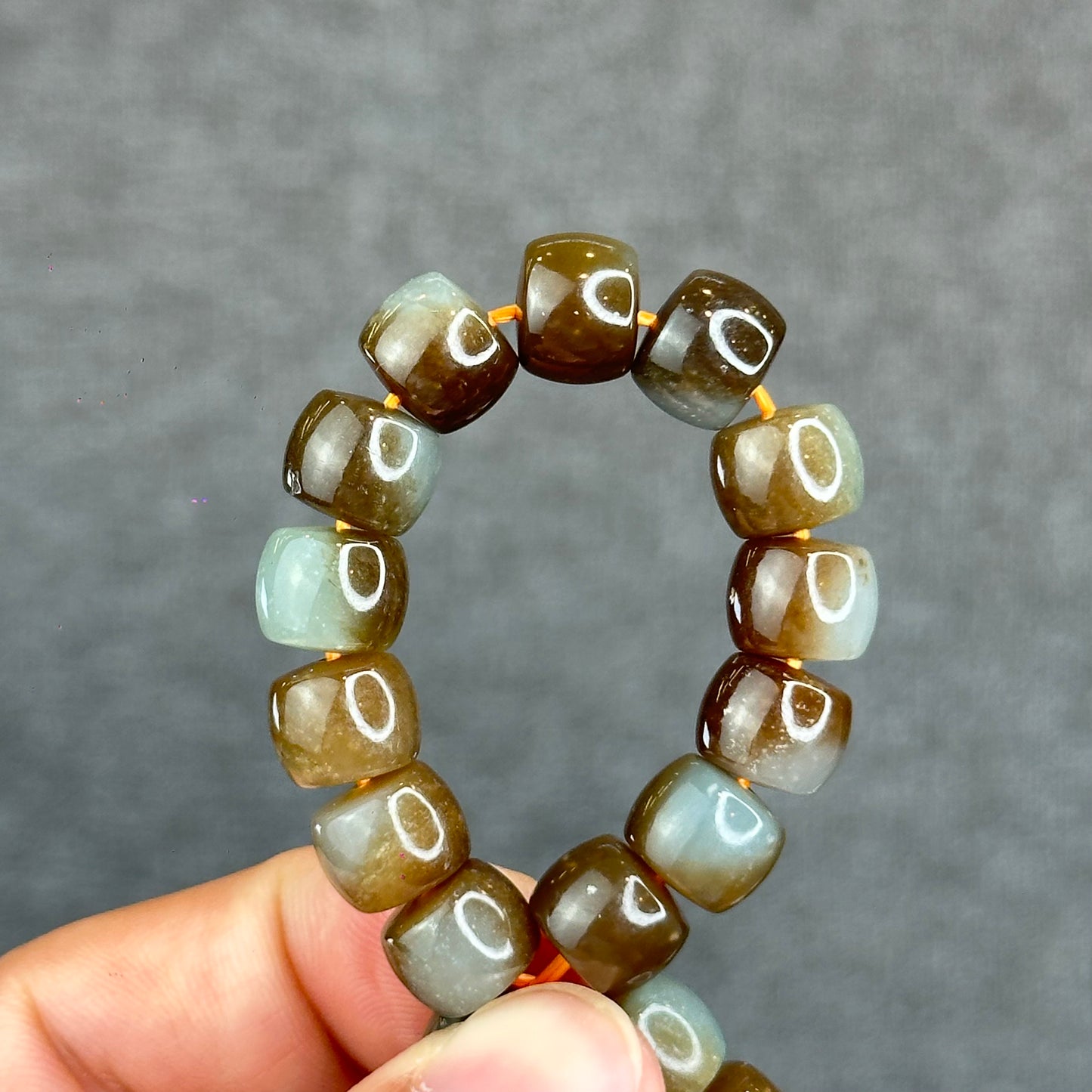 Natural Brown-Green Hetian Nephrite Jade Bracelet Size 10 mm