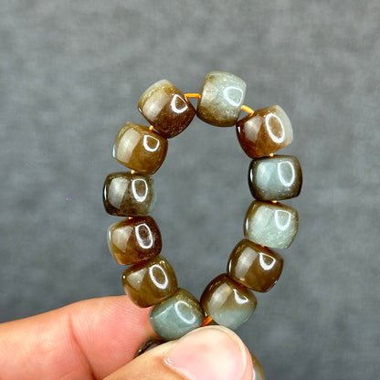 Natural Brown-Green Hetian Nephrite Jade Bracelet Size 10 mm