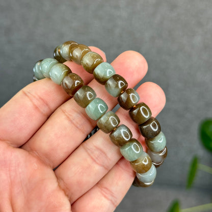 Natural Brown-Green Hetian Nephrite Jade Bracelet Size 10 mm