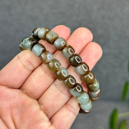 Natural Brown-Green Hetian Nephrite Jade Bracelet Size 10 mm