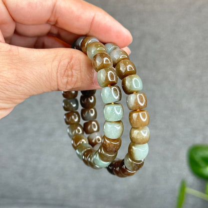 Natural Brown-Green Hetian Nephrite Jade Bracelet Size 10 mm