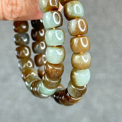 Natural Brown-Green Hetian Nephrite Jade Bracelet Size 10 mm