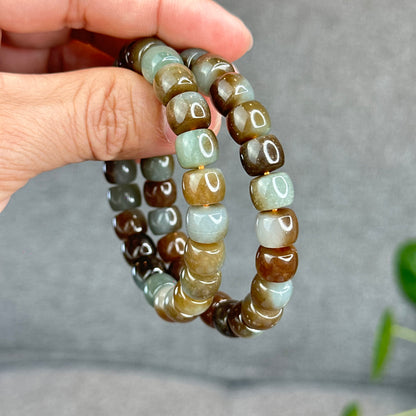 Natural Brown-Green Hetian Nephrite Jade Bracelet Size 10 mm