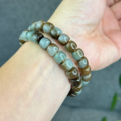 Natural Brown-Green Hetian Nephrite Jade Bracelet Size 10 mm
