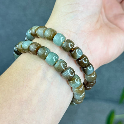 Natural Brown-Green Hetian Nephrite Jade Bracelet Size 10 mm