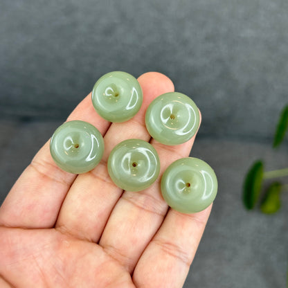 Natural Light Green Tea Hetian Nephrite Jade Donut