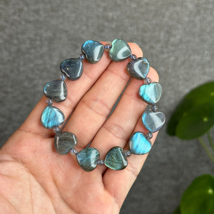 Natural Labradorite Heart Bracelet