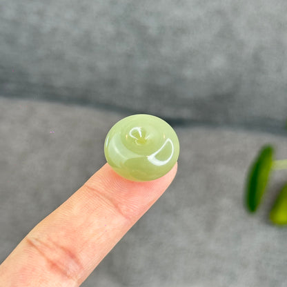 Natural Light Green Tea Hetian Nephrite Jade Donut