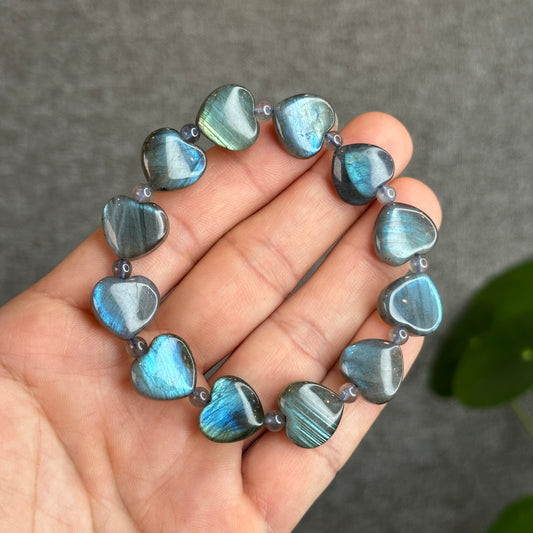 Natural Labradorite Heart Bracelet