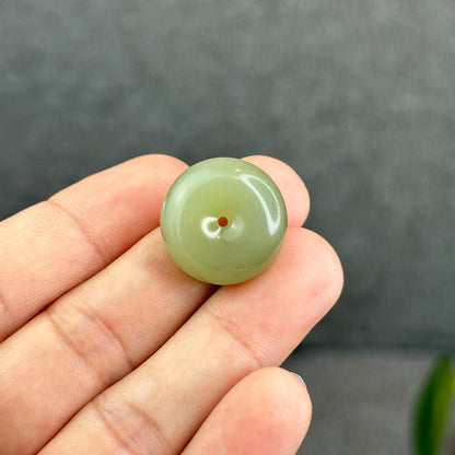 Natural Light Green Tea Hetian Nephrite Jade Donut