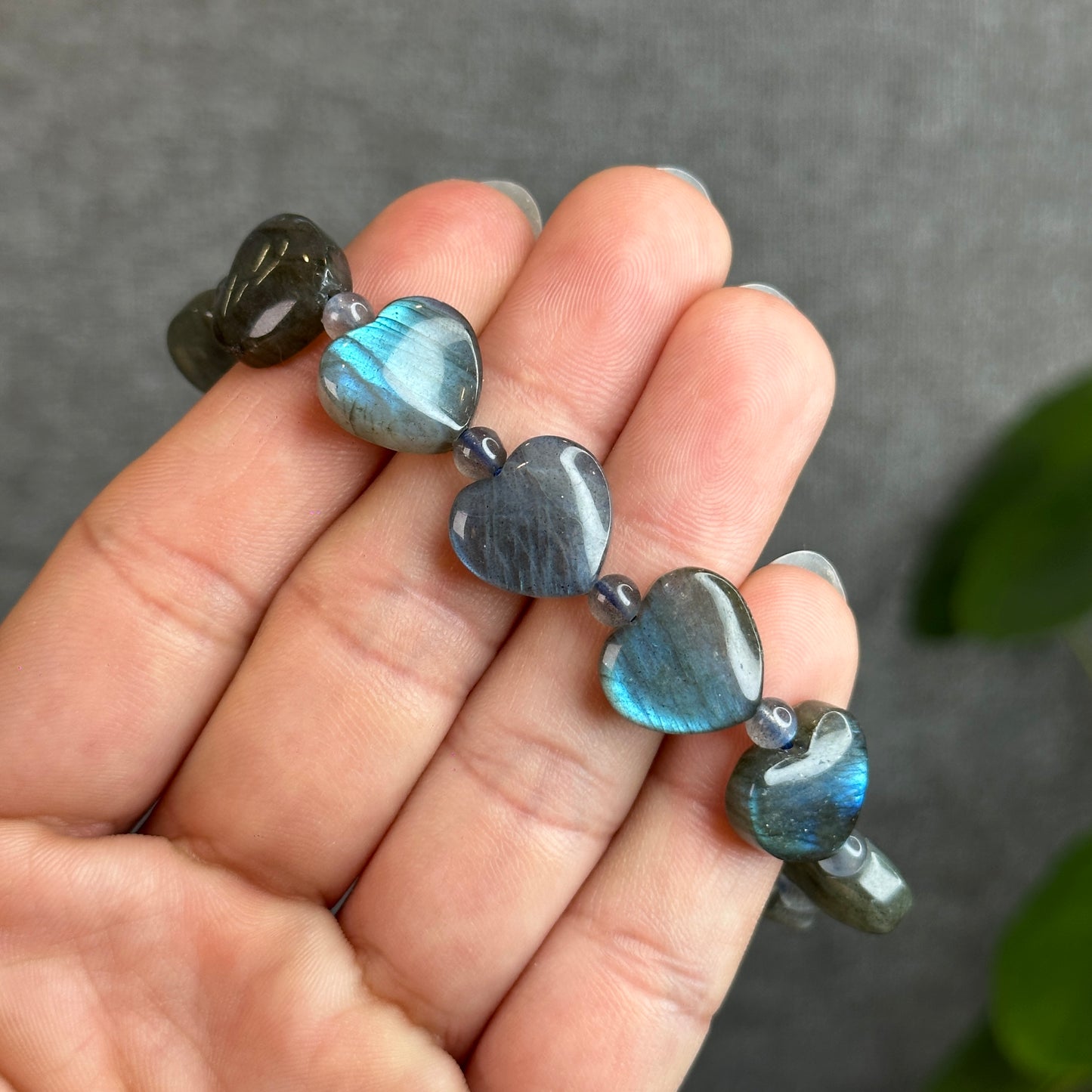 Natural Labradorite Heart Bracelet