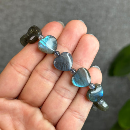 Natural Labradorite Heart Bracelet