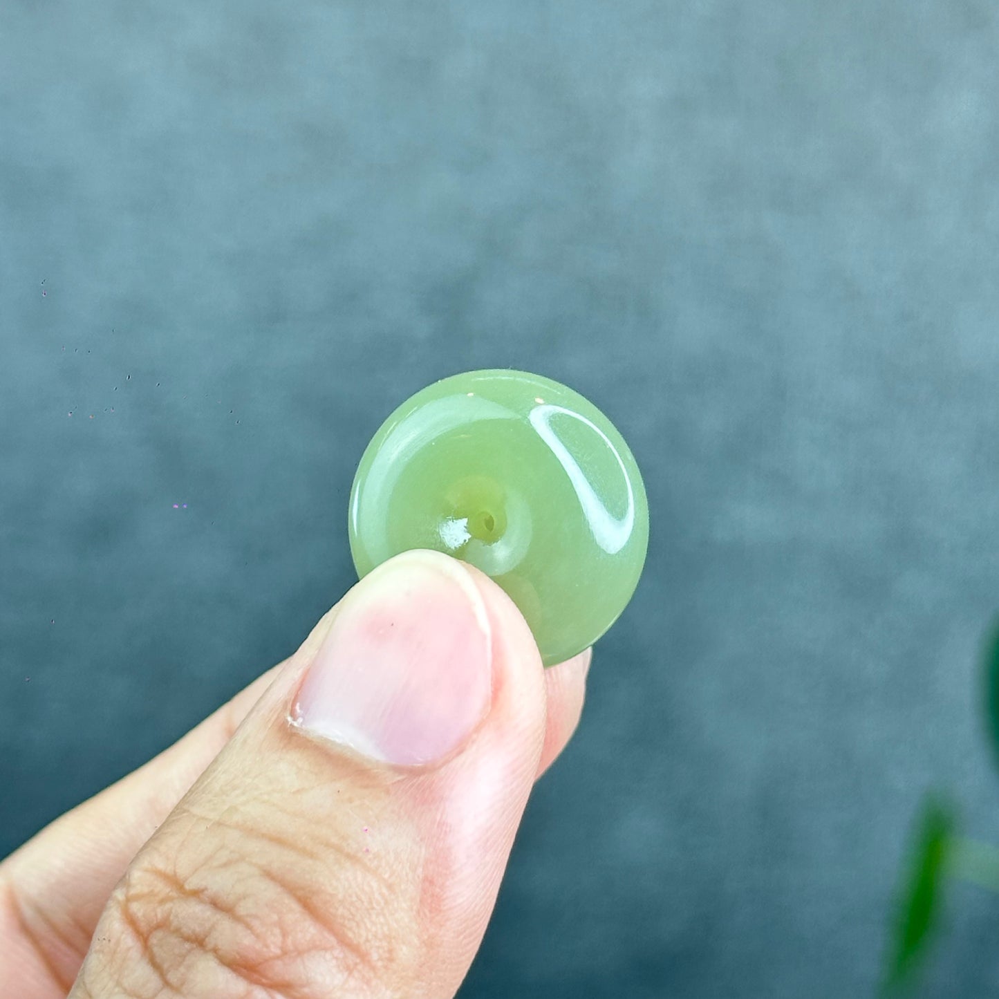 Natural Light Green Tea Hetian Nephrite Jade Donut