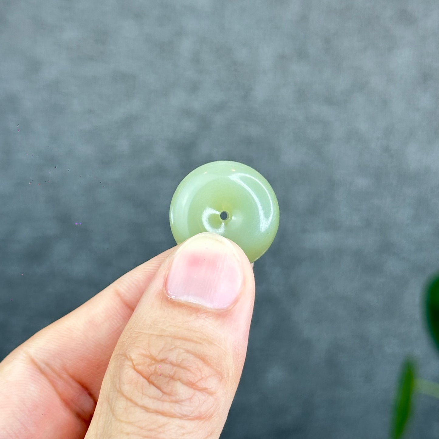 Natural Light Green Tea Hetian Nephrite Jade Donut