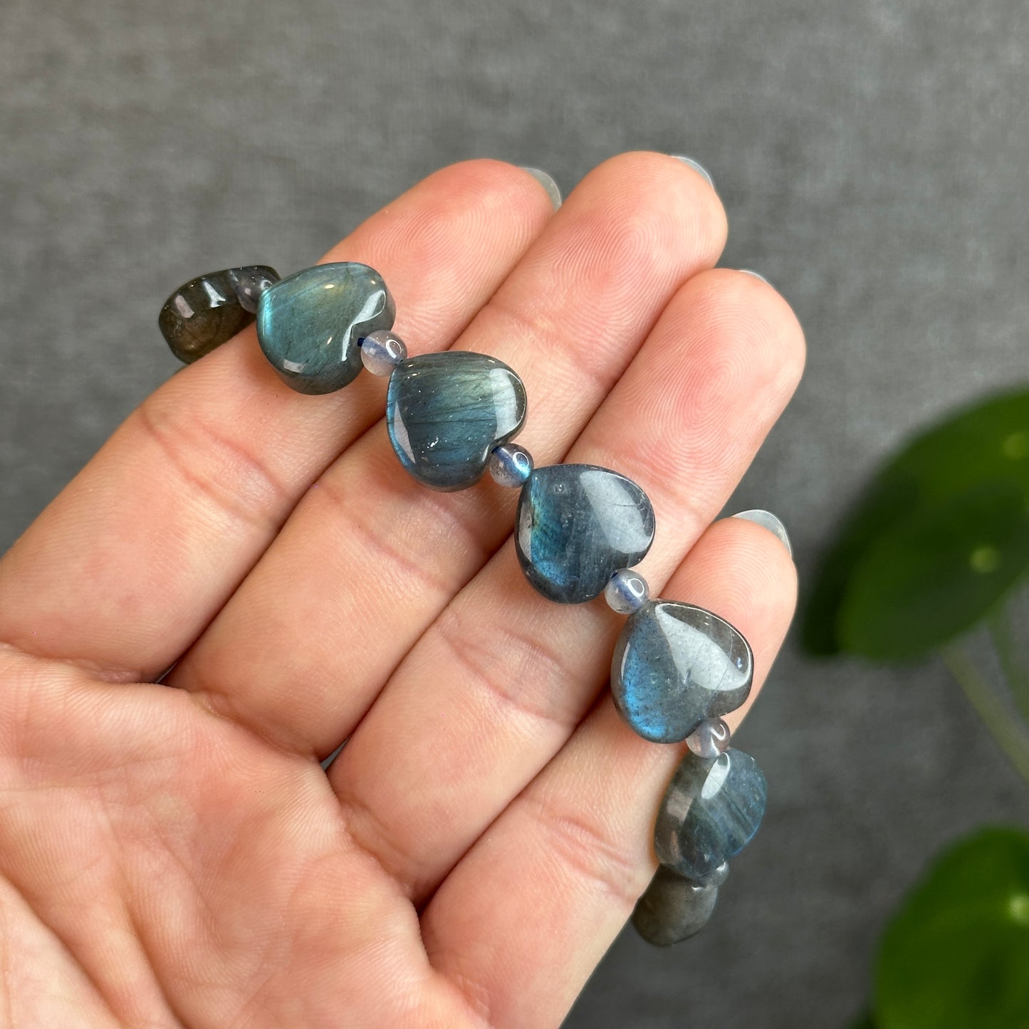 Natural Labradorite Heart Bracelet