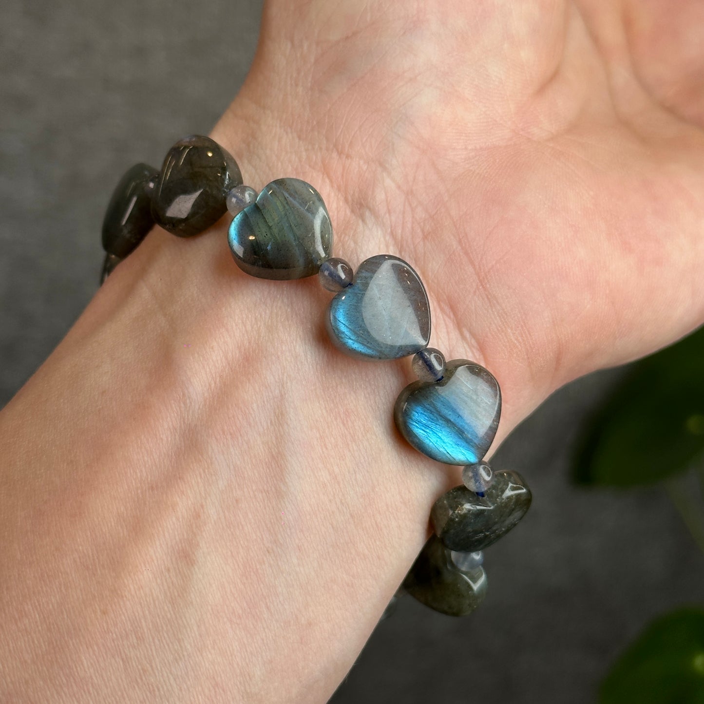 Natural Labradorite Heart Bracelet