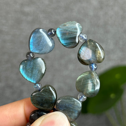 Natural Labradorite Heart Bracelet