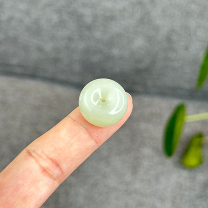 Natural Light Green Hetian Nephrite Jade Donut