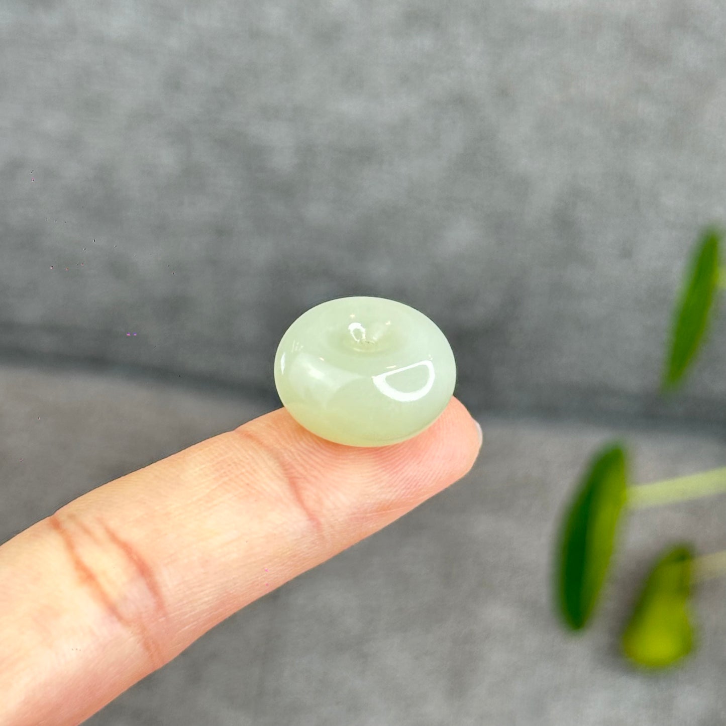Natural Light Green Hetian Nephrite Jade Donut