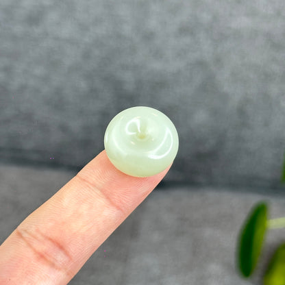 Natural Light Green Hetian Nephrite Jade Donut