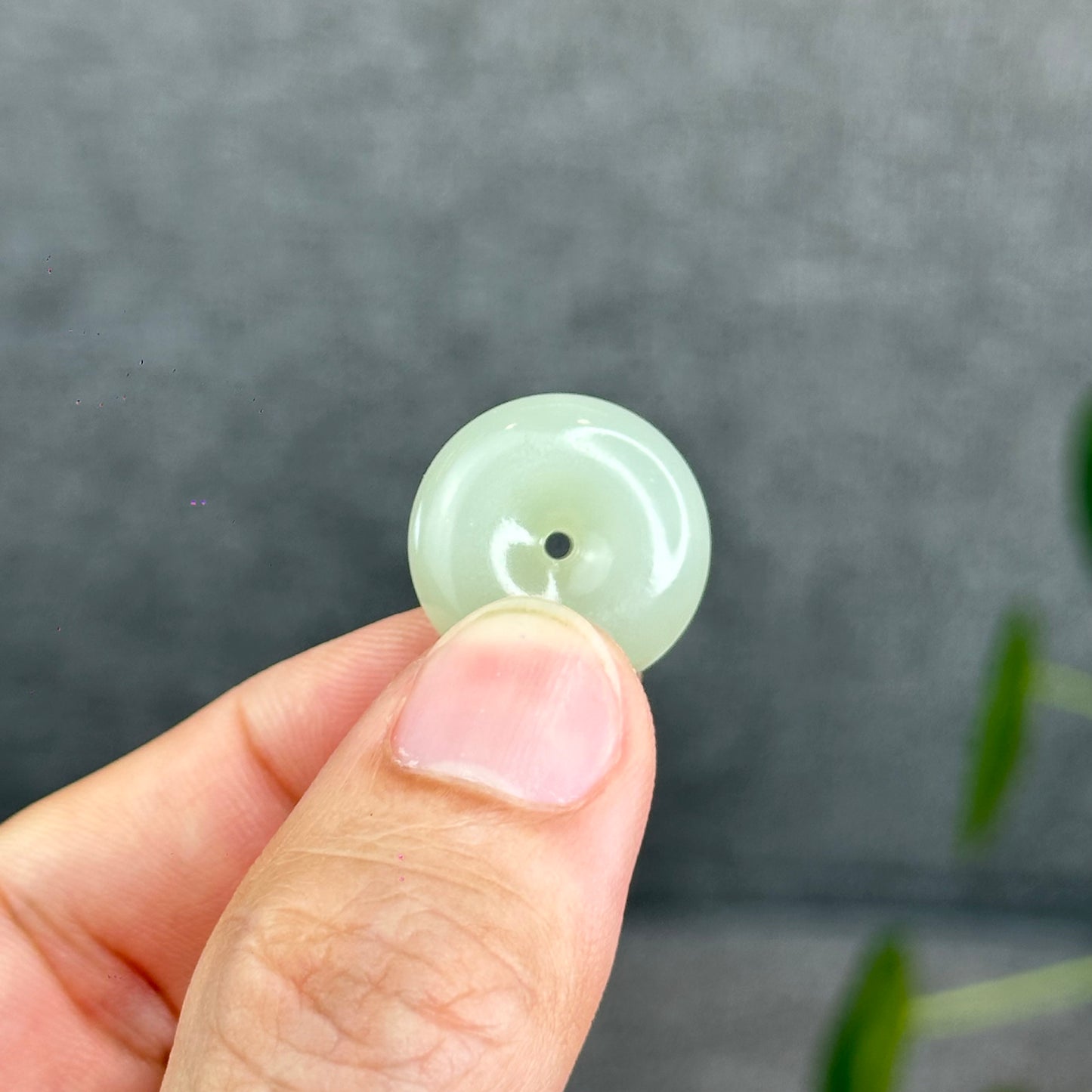 Natural Light Green Hetian Nephrite Jade Donut