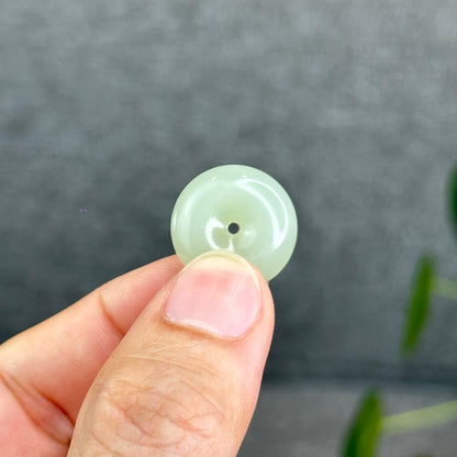 Natural Light Green Hetian Nephrite Jade Donut