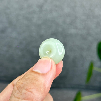 Natural Light Green Hetian Nephrite Jade Donut