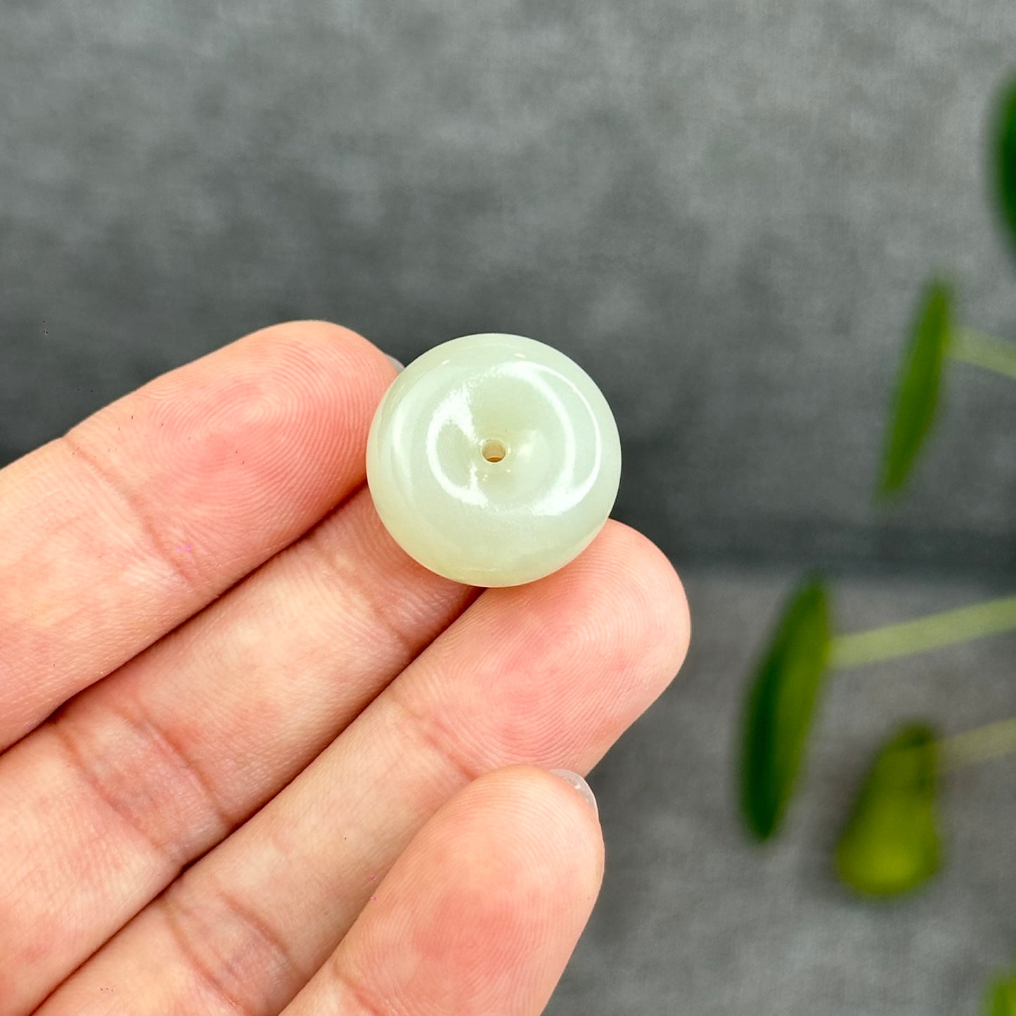 Natural Light Green Hetian Nephrite Jade Donut