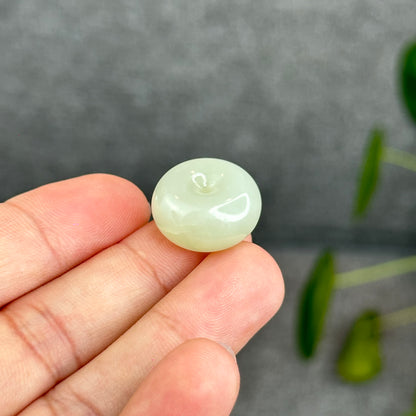 Natural Light Green Hetian Nephrite Jade Donut