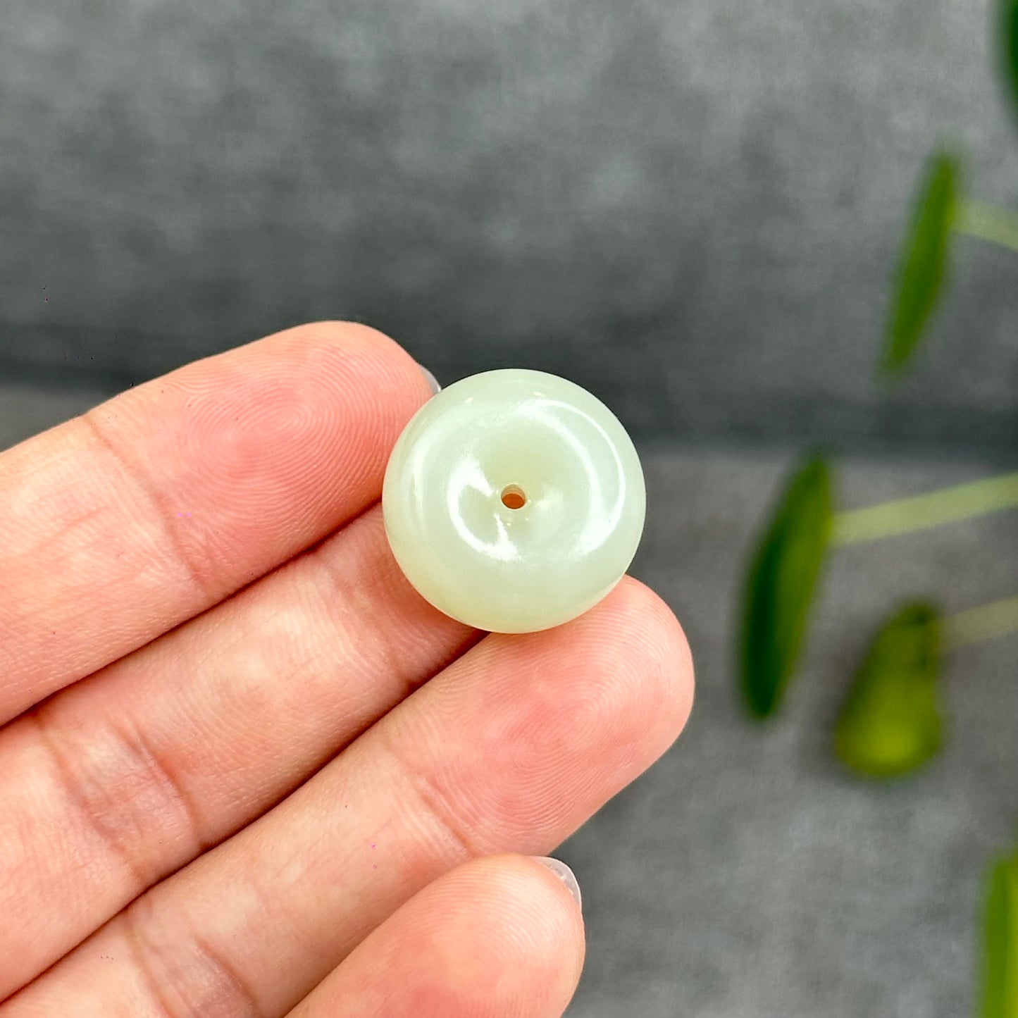Natural Light Green Hetian Nephrite Jade Donut