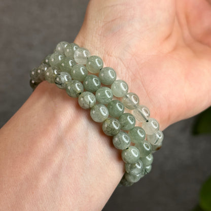 Green Rutilated Quartz Bracelet Size 7-7.5 mm