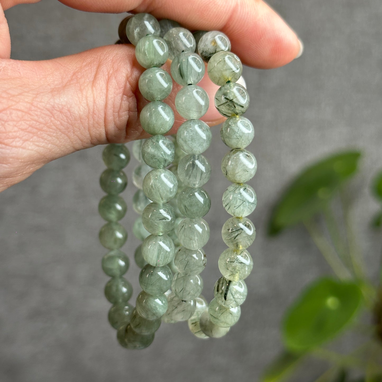 Green Rutilated Quartz Bracelet Size 7-7.5 mm