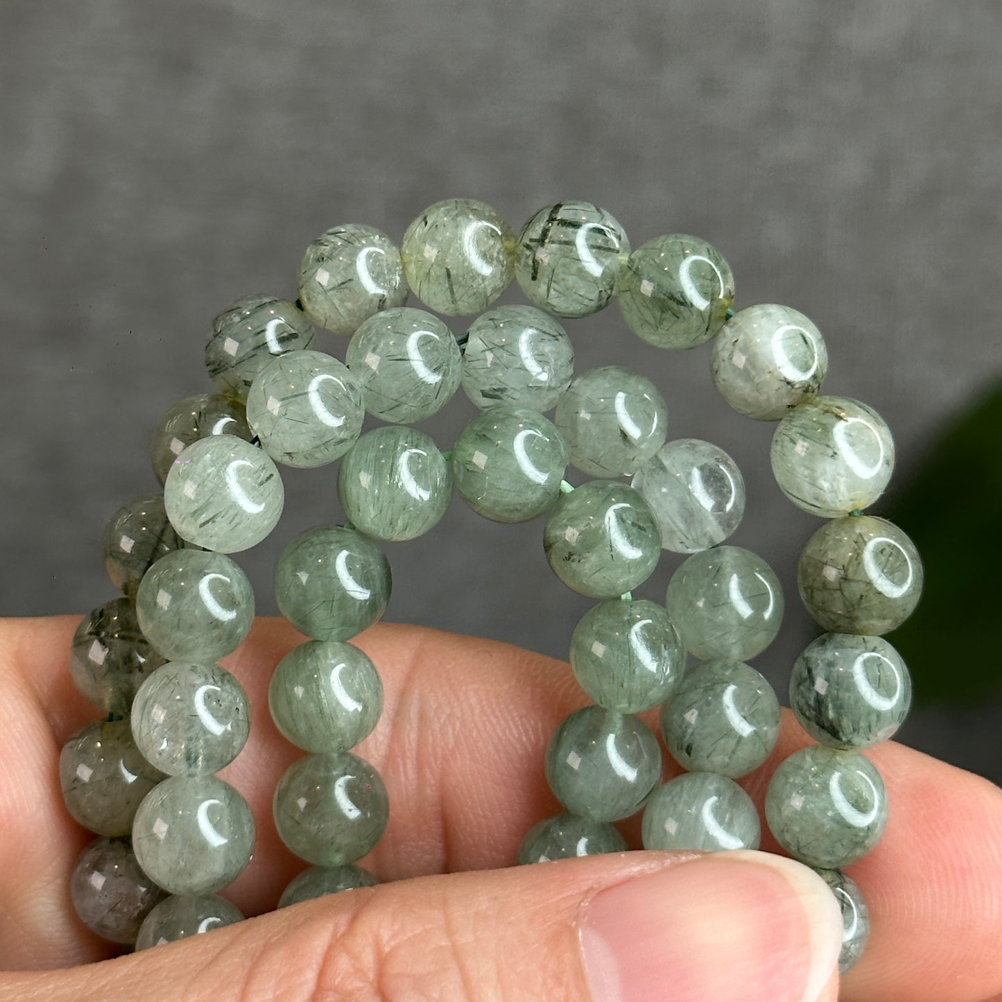 Green Rutilated Quartz Bracelet Size 7-7.5 mm