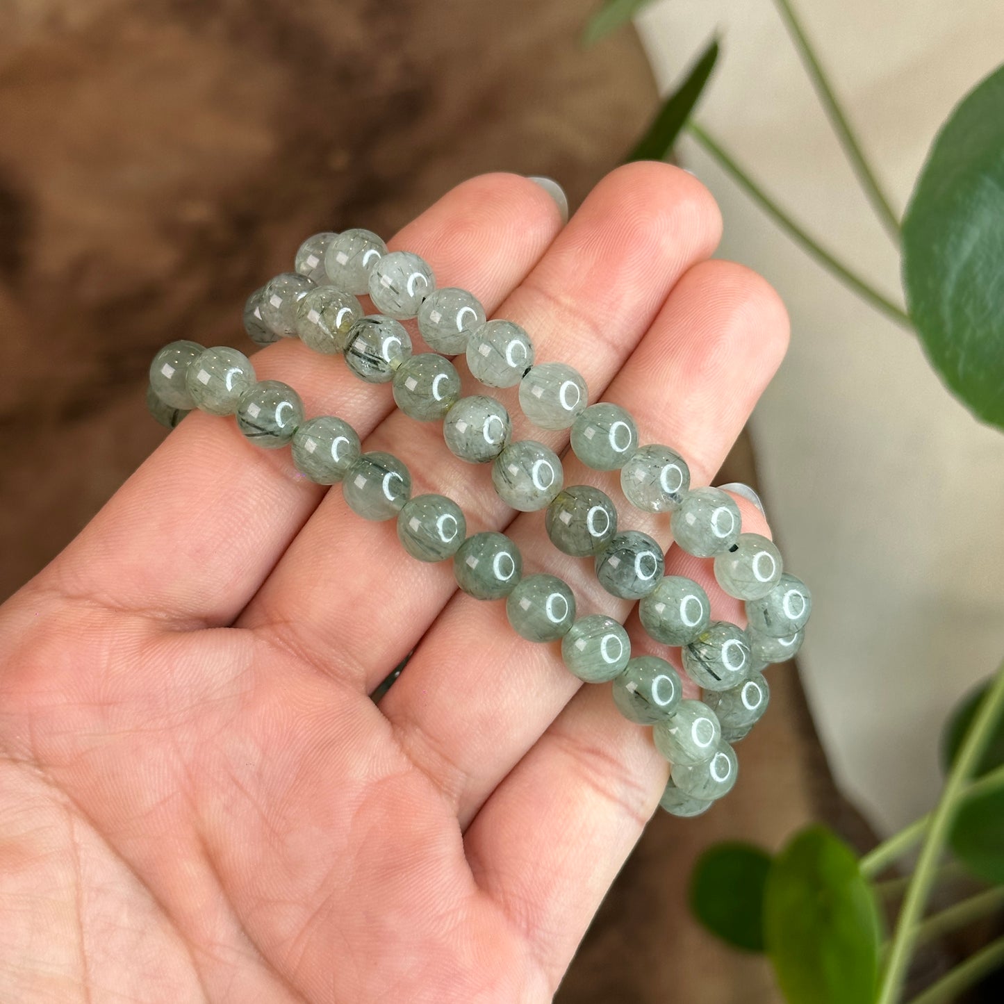 Green Rutilated Quartz Bracelet Size 7-7.5 mm