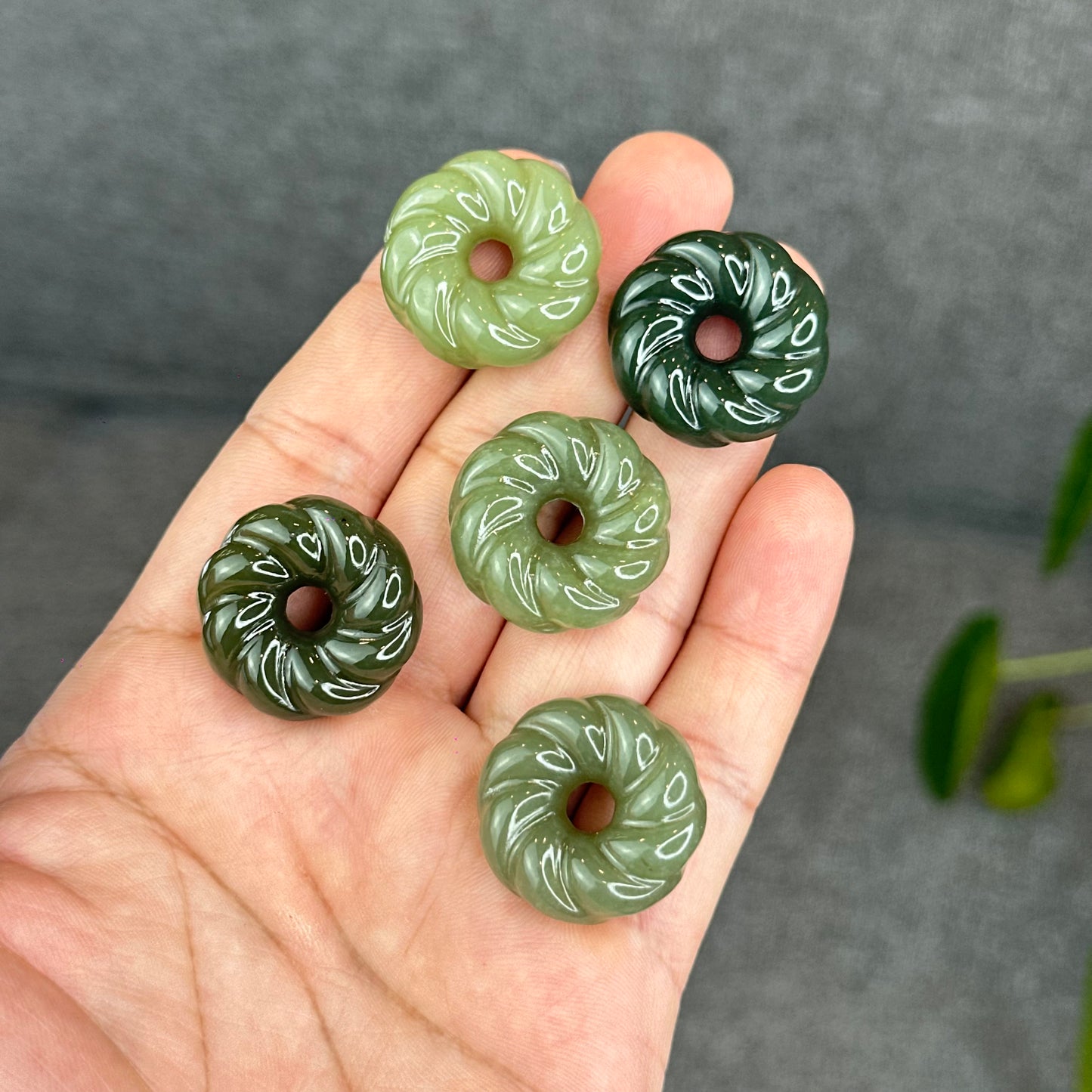 Natural Green Hetian Nephrite Jade Donut Charm