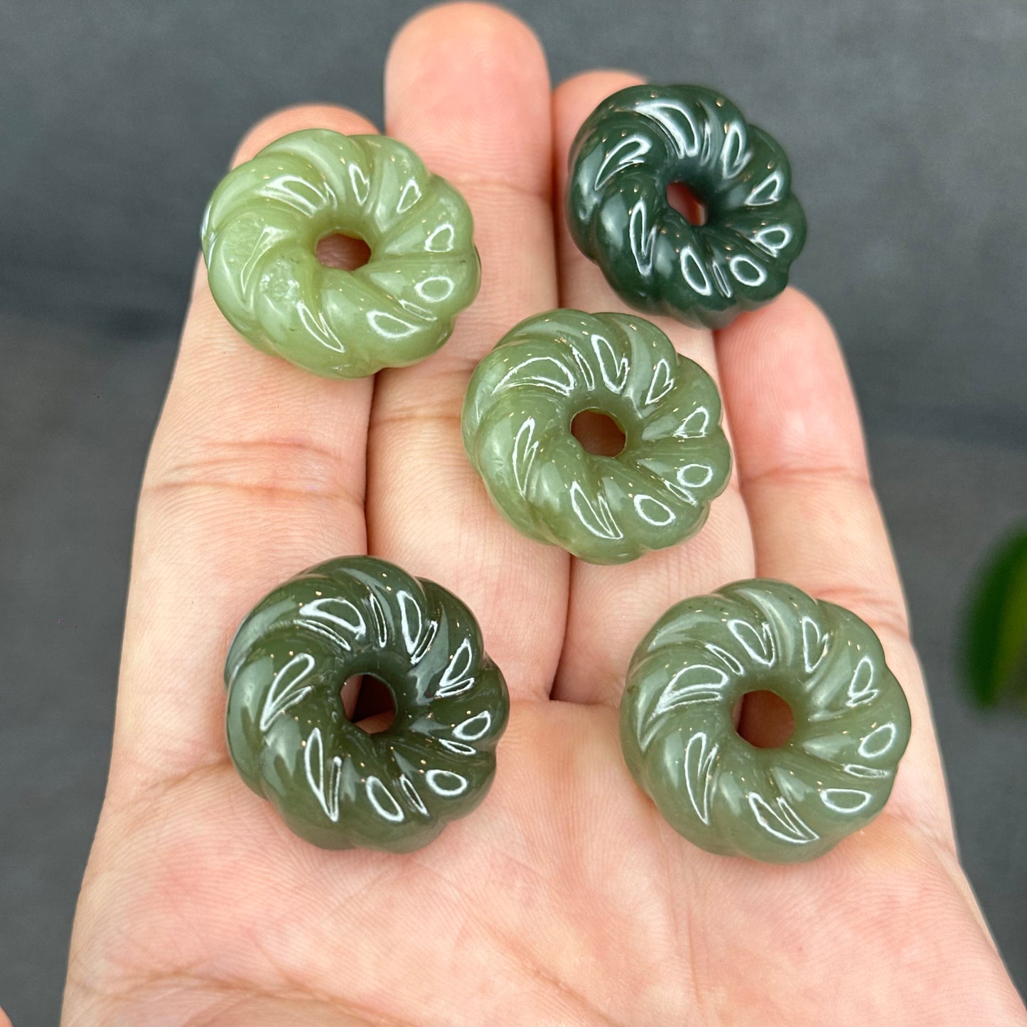 Natural Green Hetian Nephrite Jade Donut Charm