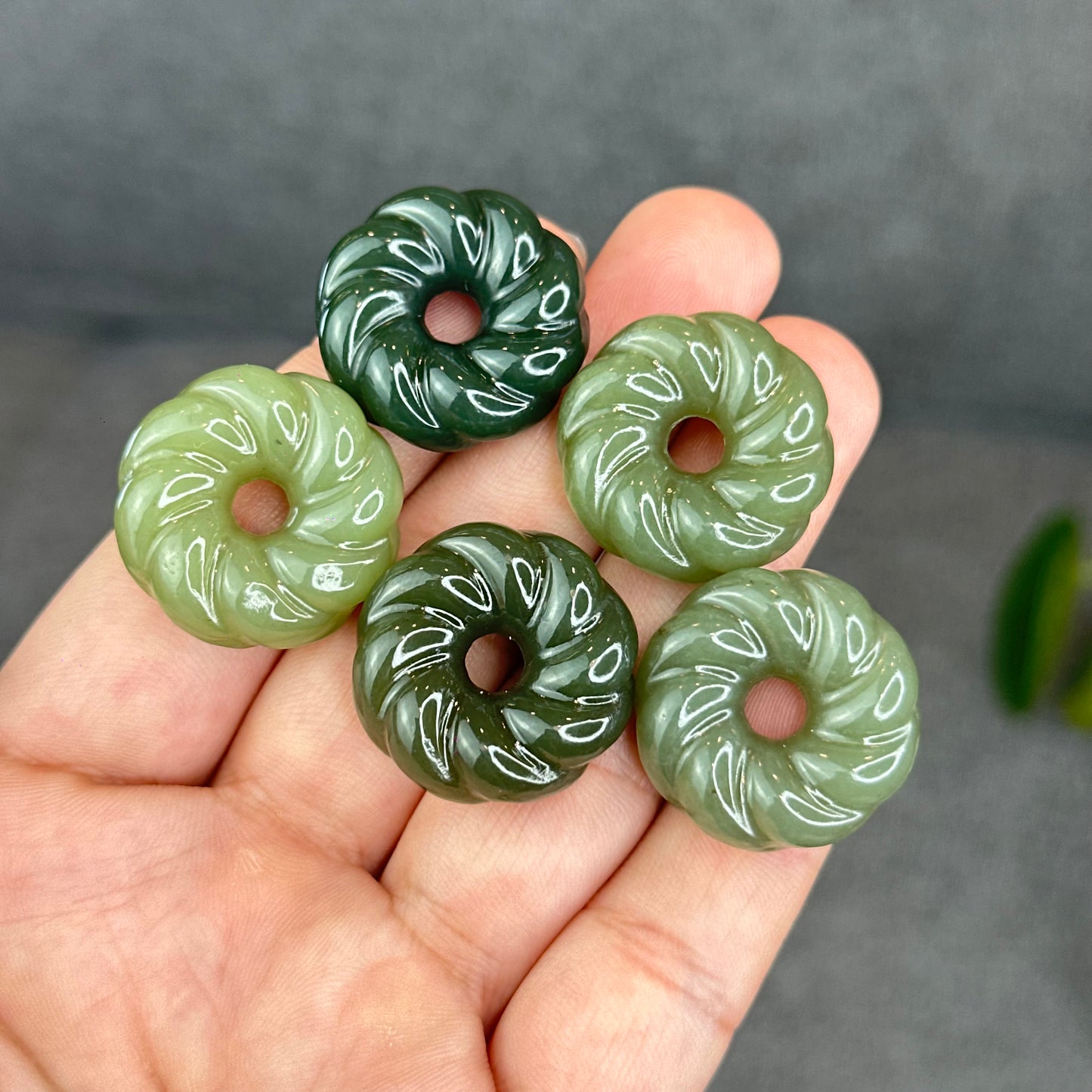 Natural Green Hetian Nephrite Jade Donut Charm