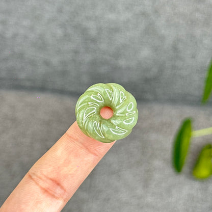 Natural Green Hetian Nephrite Jade Donut Charm