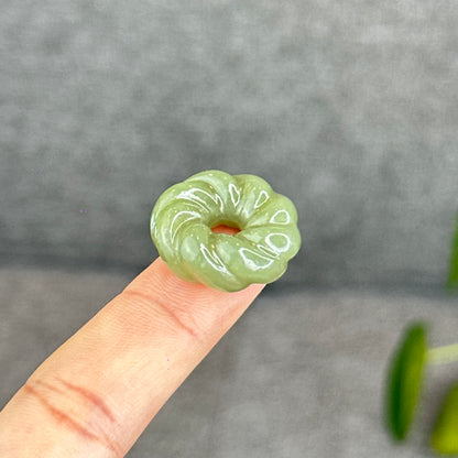 Natural Green Hetian Nephrite Jade Donut Charm