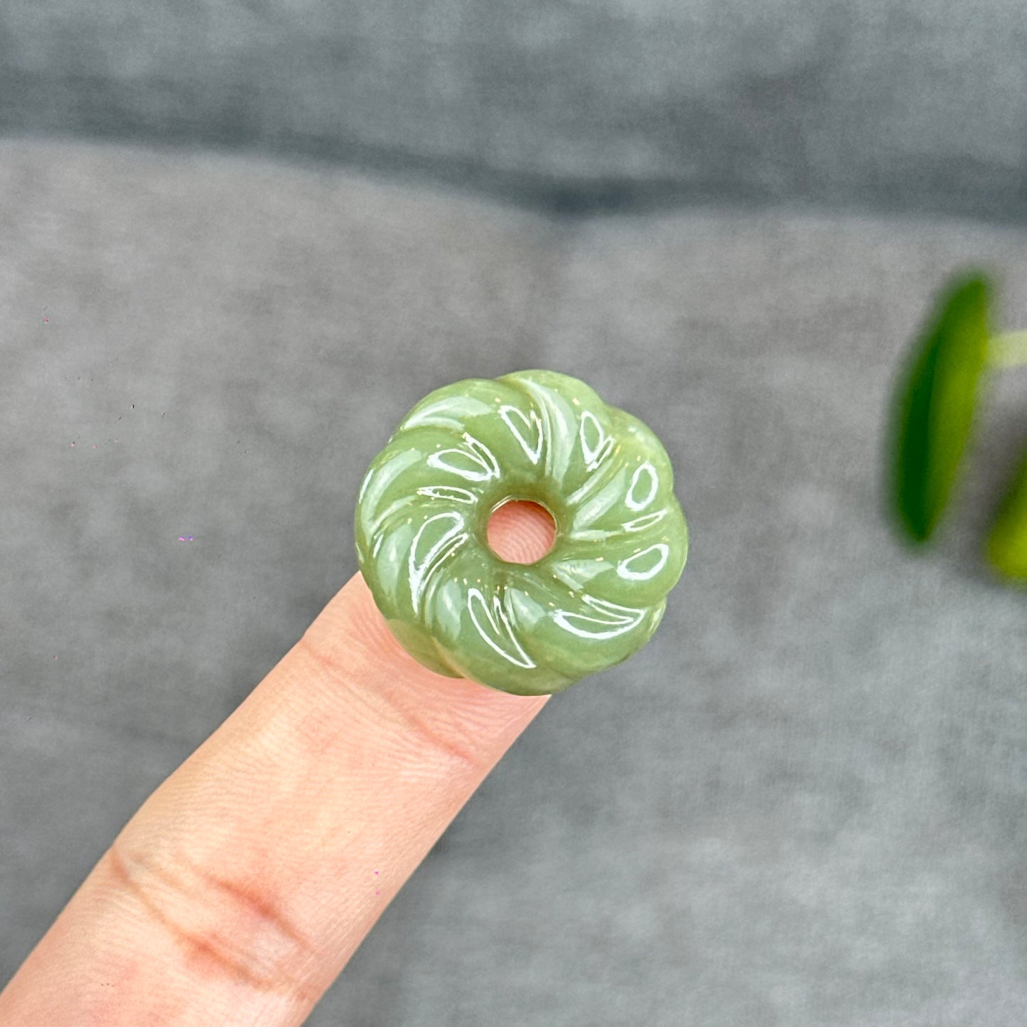 Natural Green Hetian Nephrite Jade Donut Charm