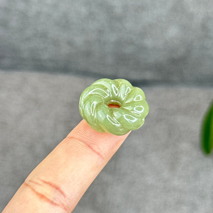 Natural Green Hetian Nephrite Jade Donut Charm