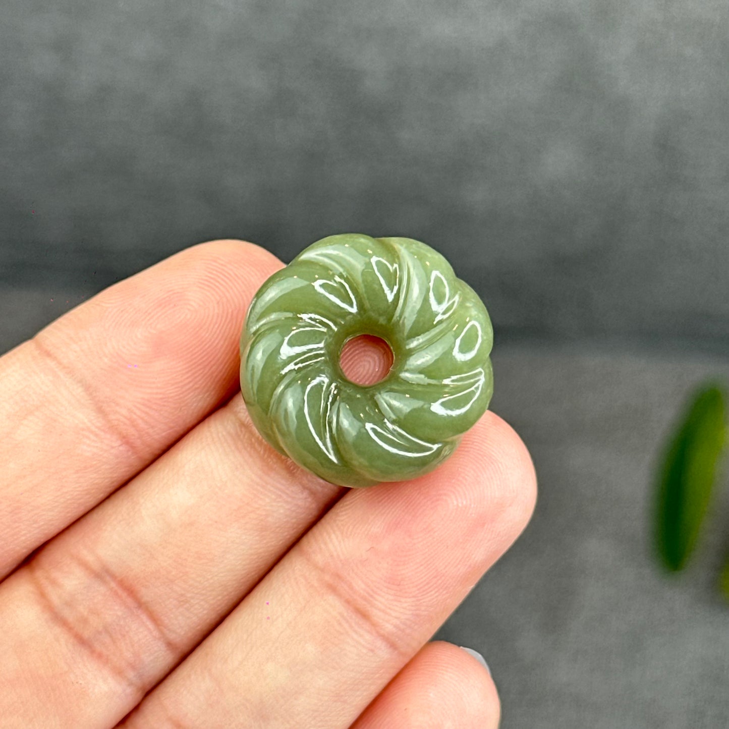 Natural Green Hetian Nephrite Jade Donut Charm