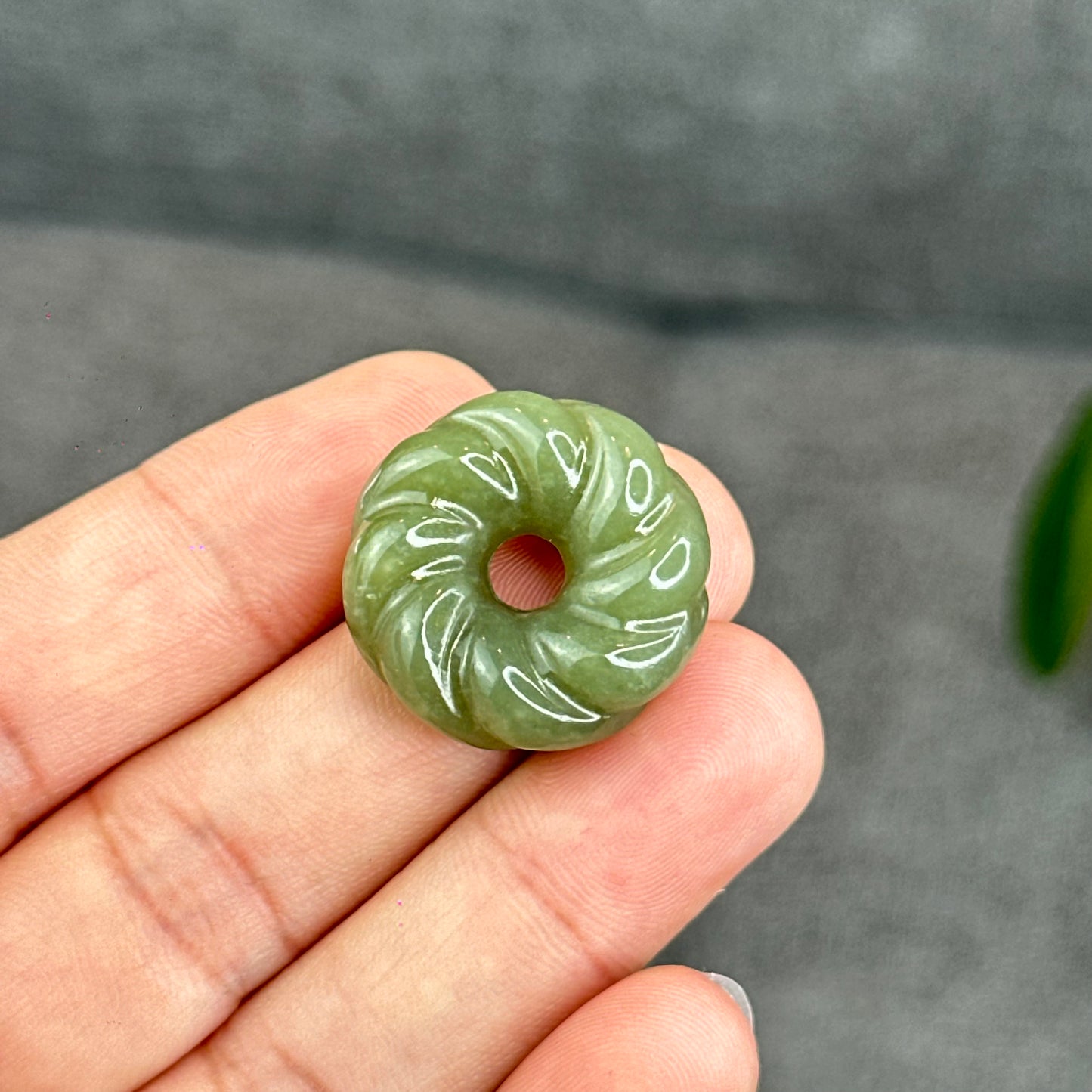 Natural Green Hetian Nephrite Jade Donut Charm